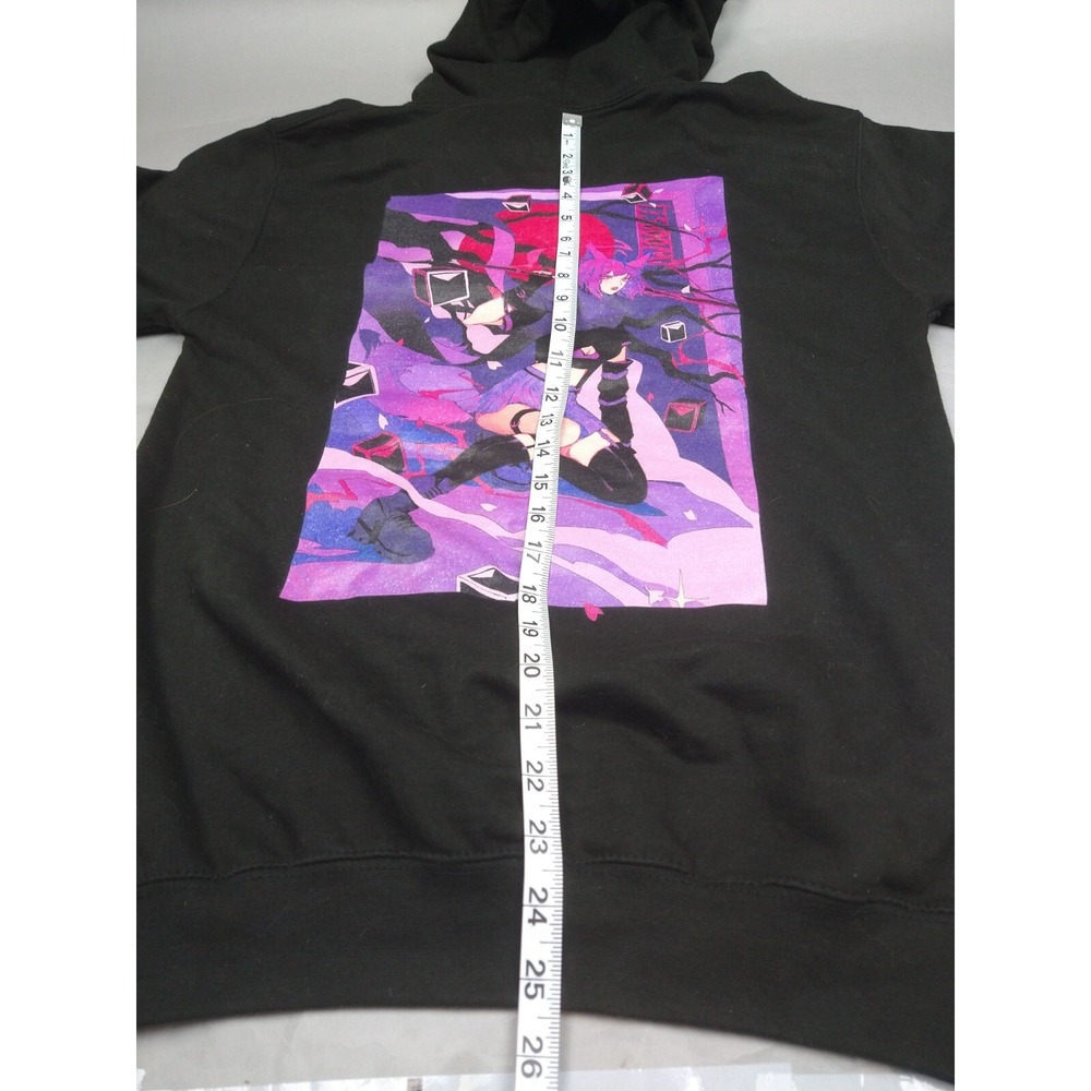Just Hoods Anime Kitsune Graphic Hoodie Unisex Small Black Purple Streetwear - Picture 8 of 9